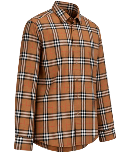 Kemeja BURBERRY SHEFFORD CHECK TAUPE BROWN LONG SHIRT