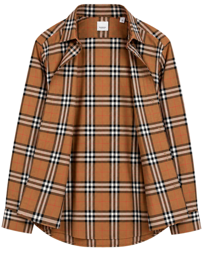 Kemeja BURBERRY SHEFFORD CHECK TAUPE BROWN LONG SHIRT