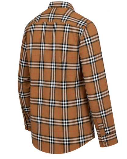 Kemeja BURBERRY SHEFFORD CHECK TAUPE BROWN LONG SHIRT