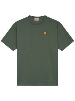 Kenzo Boke Flower Embroidered Crest T-Shirt in Green
