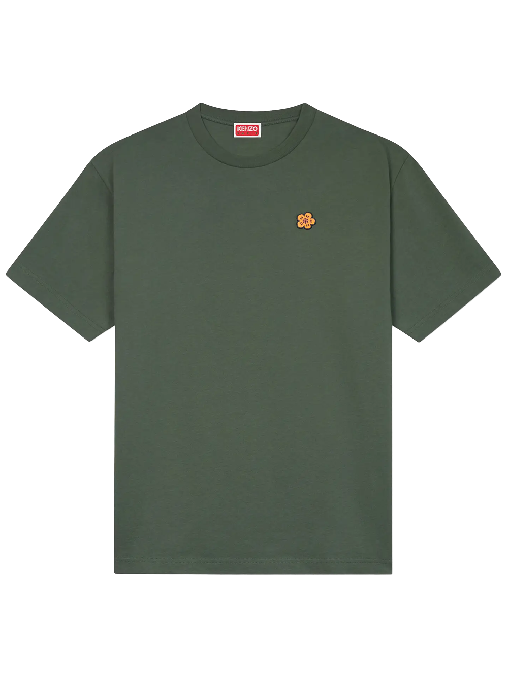 Kenzo Boke Flower Embroidered Crest T-Shirt in Green