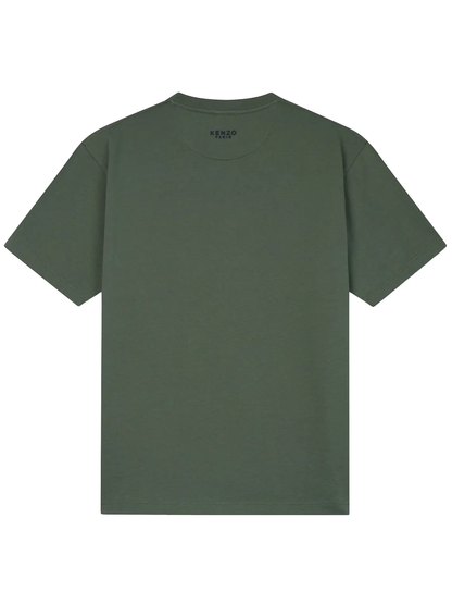 Kenzo Boke Flower Embroidered Crest T-Shirt in Green