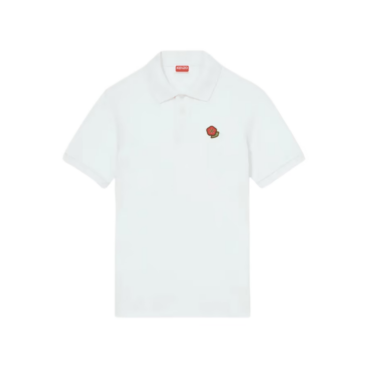 Kenzo Embroidered White Cotton Polo Shirt