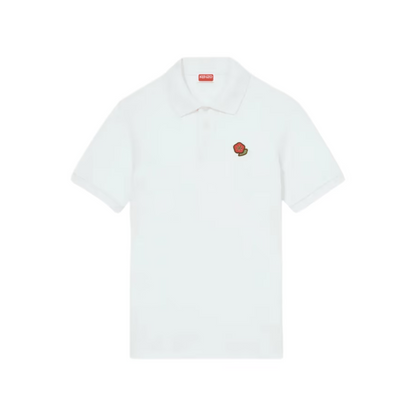 Kenzo Embroidered White Cotton Polo Shirt