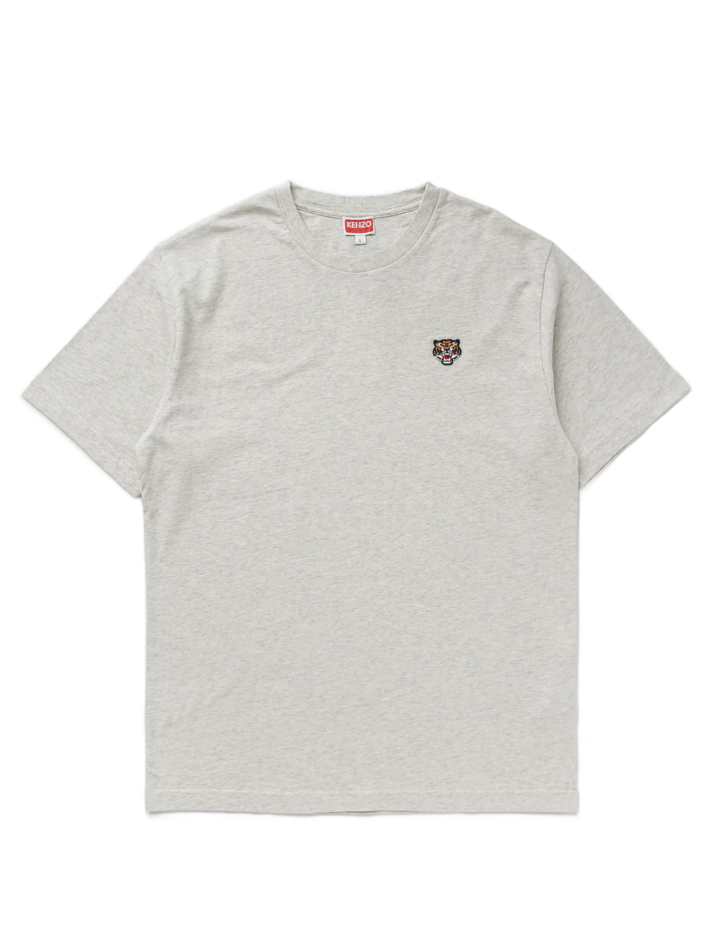 Kenzo Lucky Tiger Embroidered Crest T-Shirt in Pale Grey