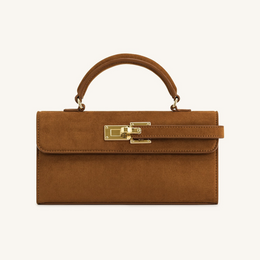 Keyla Faux Suede Top Handle Bag - Brown