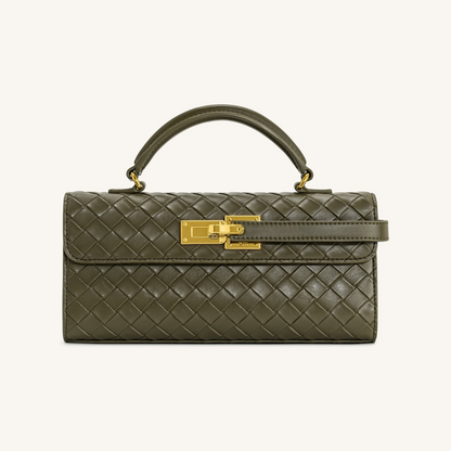 Keyla Weave Texture Top Handle Bag - Olive Green