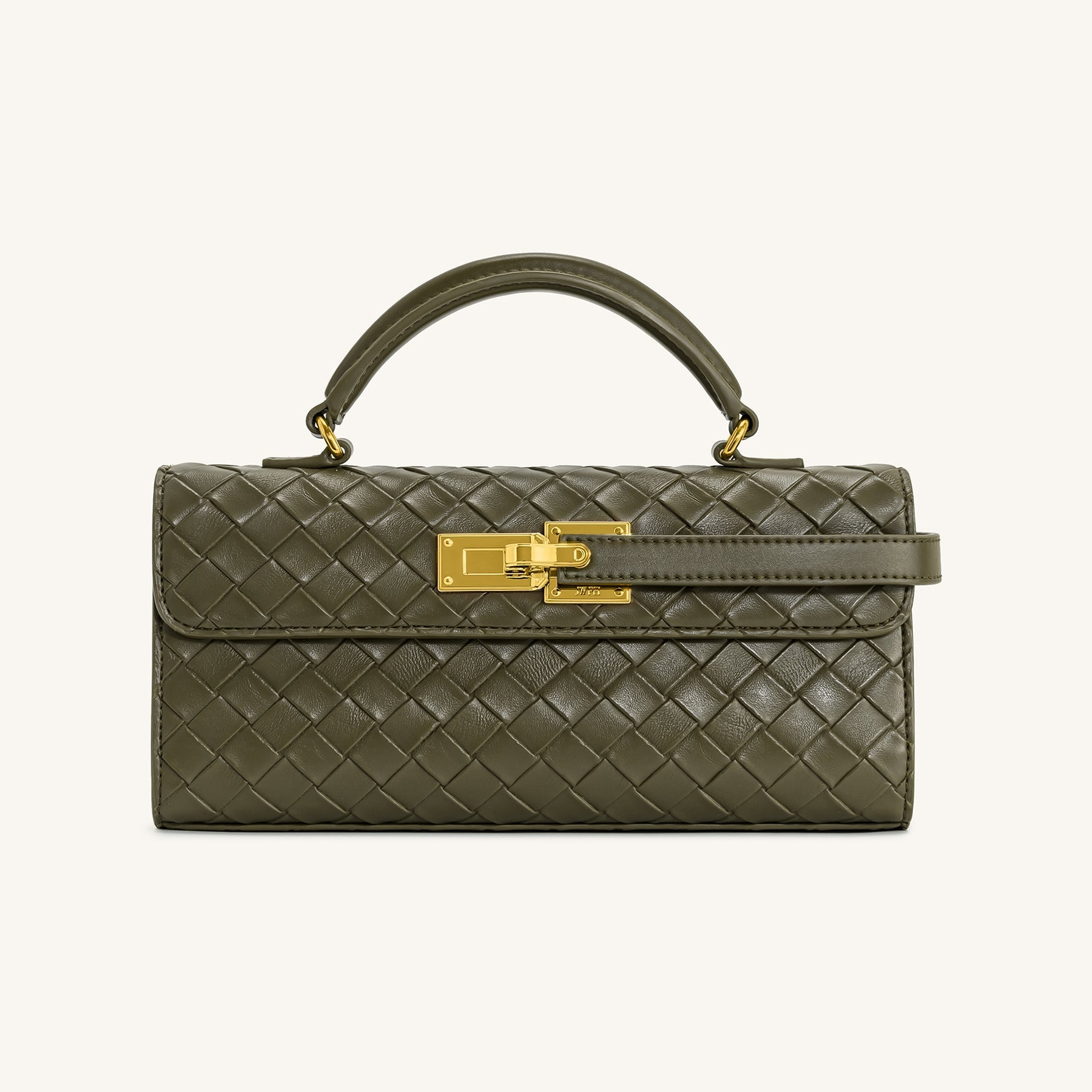 Keyla Weave Texture Top Handle Bag - Olive Green