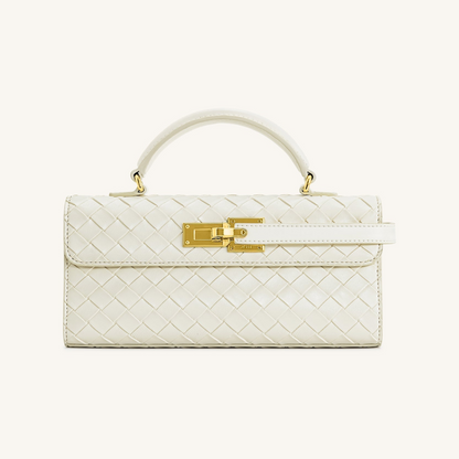 Keyla Weave Texture Top Handle Bag - White