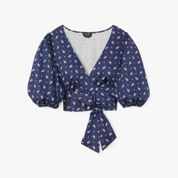 Paisley Foulard Wrap Top