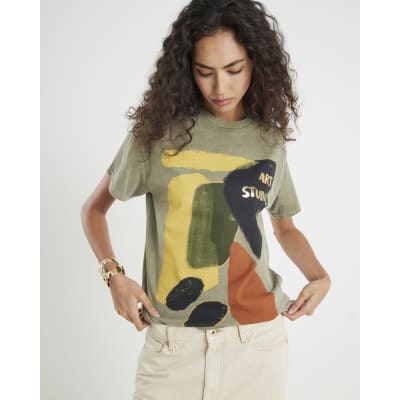 Khaki Art Studio Foil T-Shirt