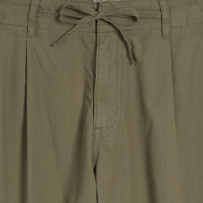 Khaki Barrel Leg Cargo Trousers