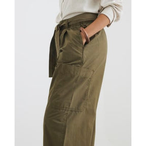Khaki Belted Barrel Trousers