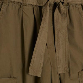 Khaki Belted Barrel Trousers