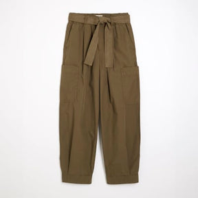 Khaki Belted Barrel Trousers