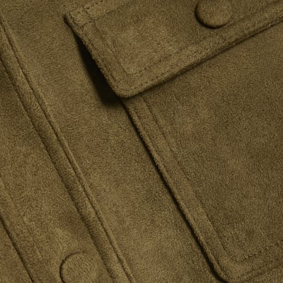 Khaki Belted Faux Suede Belted Jacket