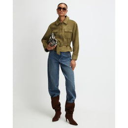Khaki Belted Faux Suede Belted Jacket