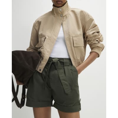 Khaki Belted Shorts