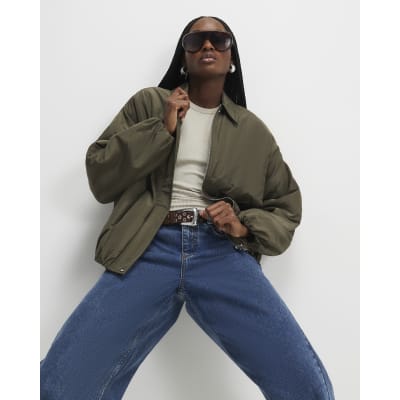 Khaki Bubble Hem Jacket