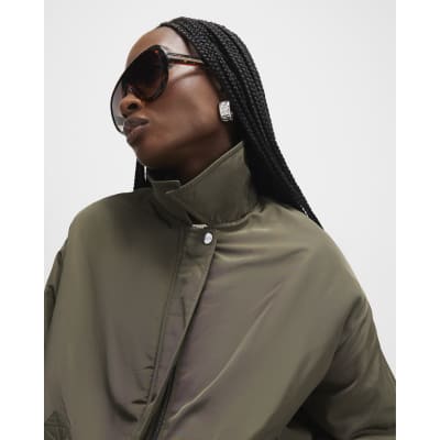 Khaki Bubble Hem Jacket