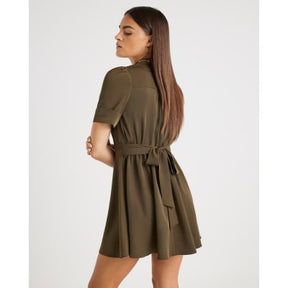 Khaki Chain Detail Skater Mini Dress