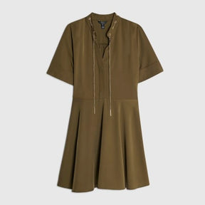 Khaki Chain Detail Skater Mini Dress