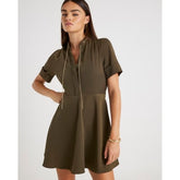 Khaki Chain Detail Skater Mini Dress