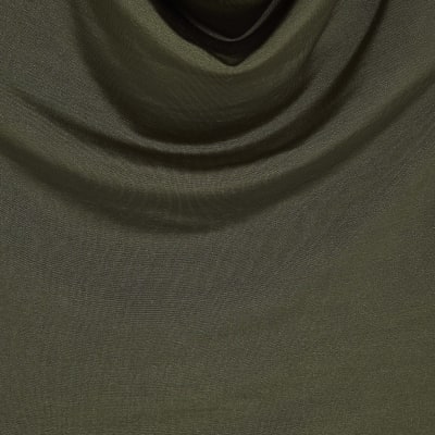 Khaki Cowl Neck Asymmetric Hem Top