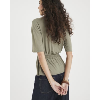 Khaki Elasticated Waist T-Shirt