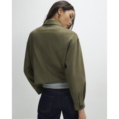 Khaki Faux Suede Overshirt