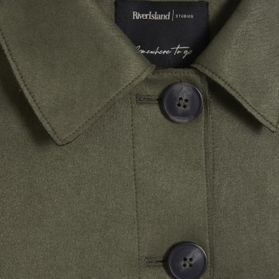 Khaki Faux Suede Overshirt