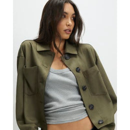 Khaki Faux Suede Overshirt