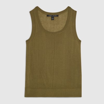 Khaki Fine Knit Vest Top