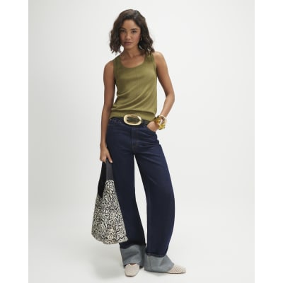 Khaki Fine Knit Vest Top