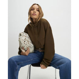 Khaki Funnel Neck Bomber Jacket