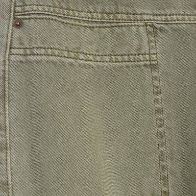 Khaki High Rise Pocket Front Barrel Jeans