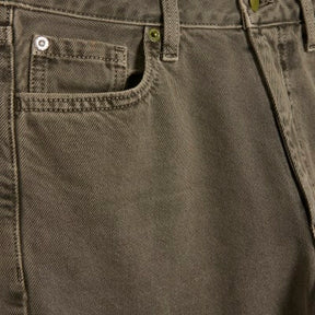 Khaki High Rise Relaxed Straight Leg Jeans