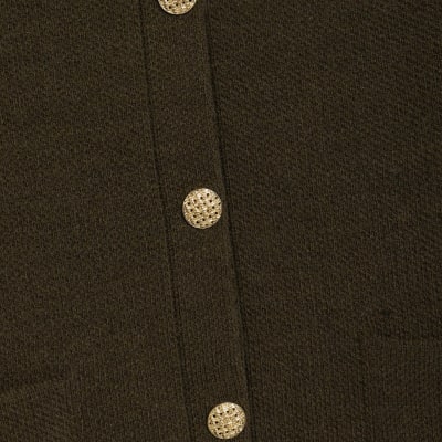 Khaki Knitted Long Sleeve Cardigan