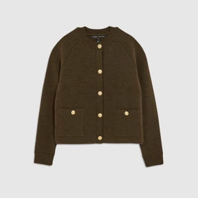 Khaki Knitted Long Sleeve Cardigan