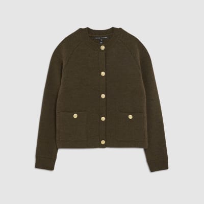 Khaki Knitted Long Sleeve Cardigan