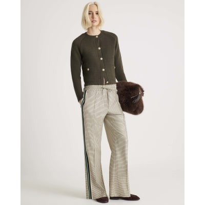 Khaki Knitted Long Sleeve Cardigan