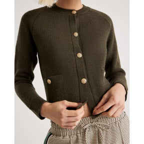 Khaki Knitted Long Sleeve Cardigan