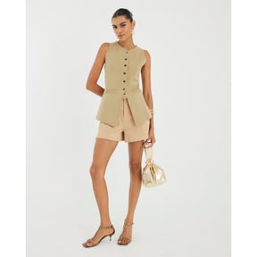 Khaki Knitted Longline Waistcoat