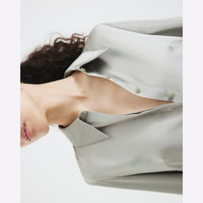 Khaki Long Sleeve Satin Slimline Shirt