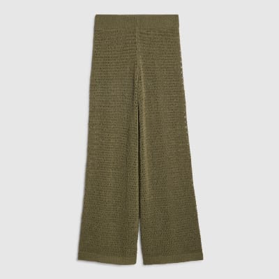 Khaki Open Stitch Knitted Trousers