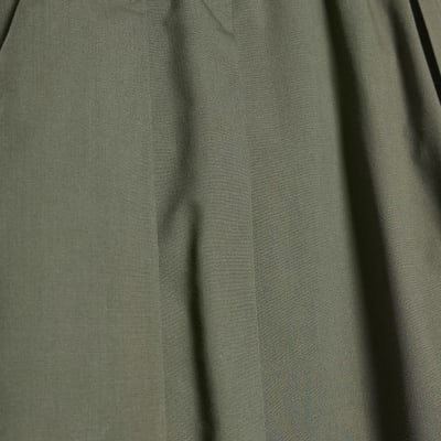 Khaki Poplin Barrel Leg Trousers