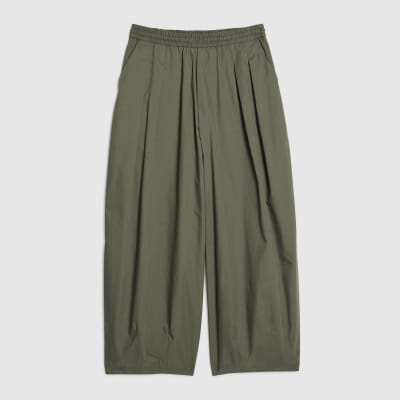 Khaki Poplin Barrel Leg Trousers