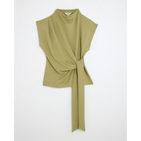 Khaki Premium Short Sleeve Side Knot T-Shirt