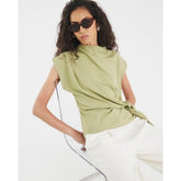 Khaki Premium Short Sleeve Side Knot T-Shirt