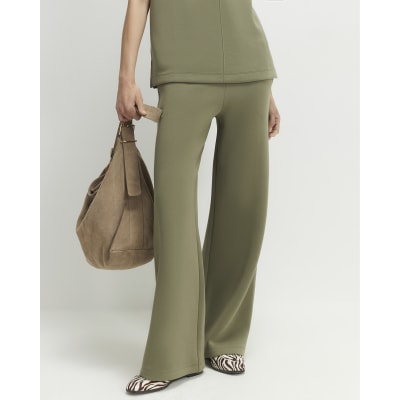 Khaki Premium Twill Wide Leg Joggers